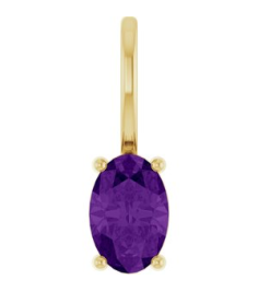 88601 Pendant Set 14K Yellow Oval Natural Amethyst 6 X 4 Mm Polished Natural Amethyst Solitaire Charm Pendant