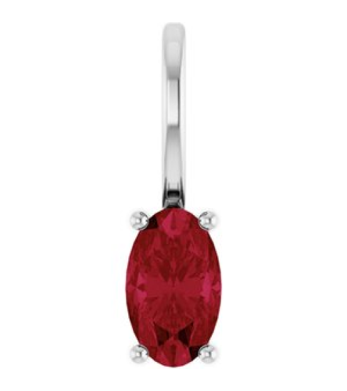 88601 Pendant Set Sterling Silver Oval Natural Ruby 5 X 3 Mm Polished Natural Ruby Solitaire Charm Pendant
