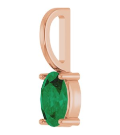 88601 Pendant Set 14K Rose Oval Natural Emerald 6 X 4 Mm Polished Natural Emerald Solitaire Charm Pendant