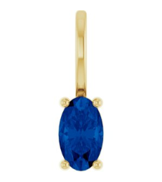 88601 Pendant Set 14K Yellow Oval Natural Blue Sapphire 5 X 3 Mm Polished Natural Blue Sapphire Solitaire Charm Pendant