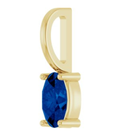 88601 Pendant Set 14K Yellow Oval Natural Blue Sapphire 5 X 3 Mm Polished Natural Blue Sapphire Solitaire Charm Pendant