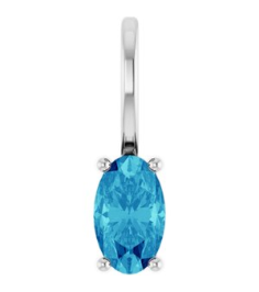 88601 Pendant Set Sterling Silver Oval Natural Blue Zircon 5 X 3 Mm Polished Natural Zircon Solitaire Charm Pendant