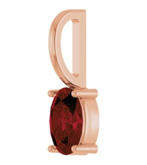88601 Pendant Set 14K Rose Oval Natural Mozambique Garnet 6 X 4 Mm Polished Natural Mozambique Garnet Solitaire Charm Pendant