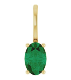 88601 Pendant Set 14K Yellow Oval Lab-Grown Emerald 6 X 4 Mm Polished Lab-Grown Emerald Solitaire Charm Pendant