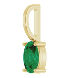 88601 Pendant Set 14K Yellow Oval Lab-Grown Emerald 6 X 4 Mm Polished Lab-Grown Emerald Solitaire Charm Pendant
