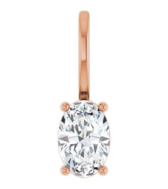 88601 Pendant Set 14K Rose Oval Natural White Sapphire 6 X 4 Mm Polished Natural White Sapphire Solitaire Charm Pendant