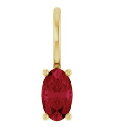 88601 Pendant Set 14K Yellow Oval Natural Ruby 5 X 3 Mm Polished Natural Ruby Solitaire Charm Pendant