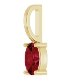 88601 Pendant Set 14K Yellow Oval Natural Ruby 5 X 3 Mm Polished Natural Ruby Solitaire Charm Pendant