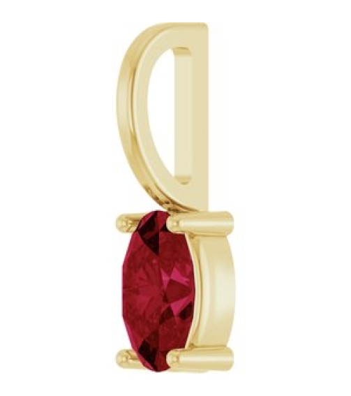 88601 Pendant Set 14K Yellow Oval Natural Ruby 5 X 3 Mm Polished Natural Ruby Solitaire Charm Pendant