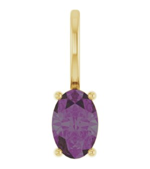 88601 Pendant Set 14K Yellow Oval Lab-Grown Alexandrite 6 X 4 Mm Polished Lab-Grown Alexandrite Solitaire Charm Pendant