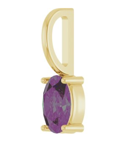 88601 Pendant Set 14K Yellow Oval Lab-Grown Alexandrite 6 X 4 Mm Polished Lab-Grown Alexandrite Solitaire Charm Pendant