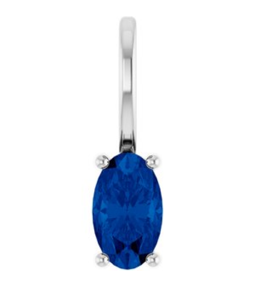 88601 Pendant Set Platinum Oval Lab-Grown Blue Sapphire 5 X 3 Mm Polished Lab-Grown Blue Saphire Solitaire Charm Pendant