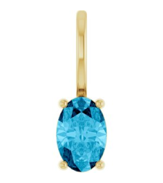 88601 Pendant Set 14K Yellow Oval Natural Aquamarine 6 X 4 Mm Polished Natural Aquamarine Solitaire Charm Pendant