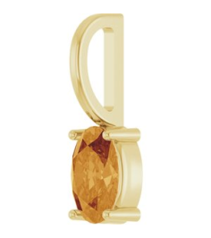88601 Pendant Set 14K Yellow Oval Natural Citrine 6 X 4 Mm Polished Natural Citrine Solitaire Charm Pendant