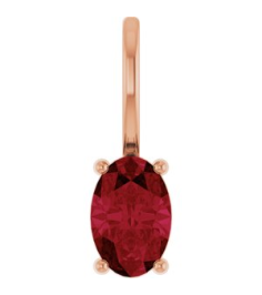 88601 Pendant Set 14K Rose Oval Natural Ruby 6 X 4 Mm Polished Natural Ruby Solitaire Charm Pendant