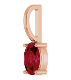 88601 Pendant Set 14K Rose Oval Natural Ruby 6 X 4 Mm Polished Natural Ruby Solitaire Charm Pendant