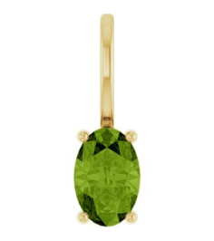 88601 Pendant Set 14K Yellow Oval Natural Peridot 6 X 4 Mm Polished Natural Peridot Solitaire Charm Pendant