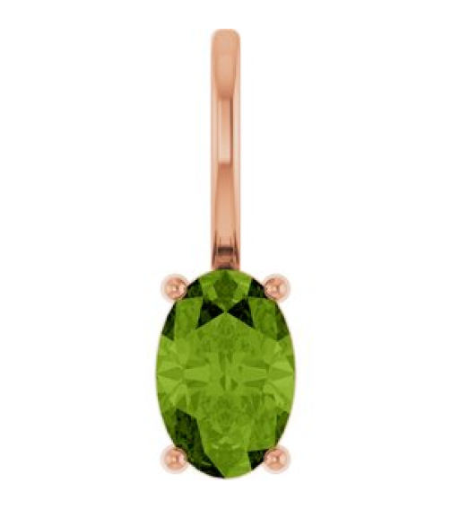 88601 Pendant Set 14K Rose Oval Natural Peridot 6 X 4 Mm Polished Natural Peridot Solitaire Charm Pendant