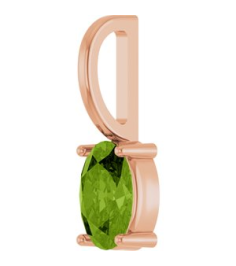 88601 Pendant Set 14K Rose Oval Natural Peridot 6 X 4 Mm Polished Natural Peridot Solitaire Charm Pendant