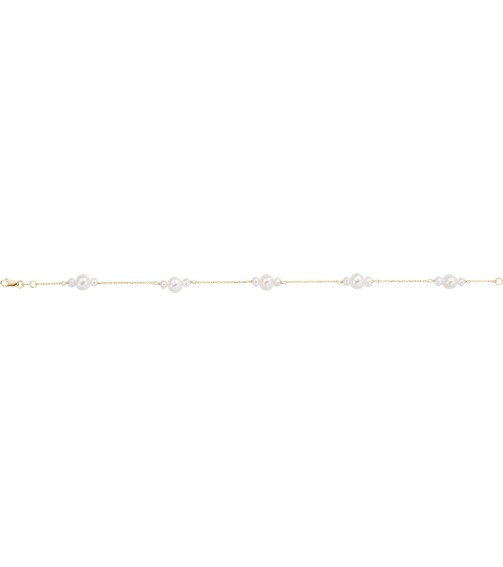 65764 Bracelet Set 14K Yellow Pearl Cultured White Freshwater Pearl 5.5-6.0 Mm 7 12 In Polished Cultured White Freshwater Pearl Bracelet