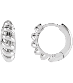 88460 Earring Platinum 12.9 Mm 5.6 Mm Pair Hinged Polished Dome Huggie Earrings