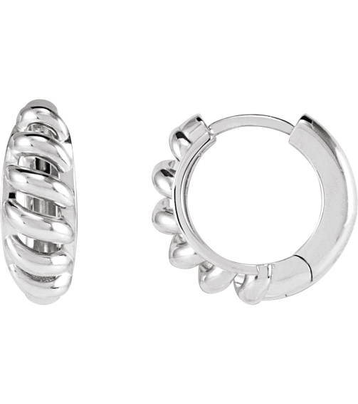 88460 Earring Platinum 12.9 Mm 5.6 Mm Pair Hinged Polished Dome Huggie Earrings
