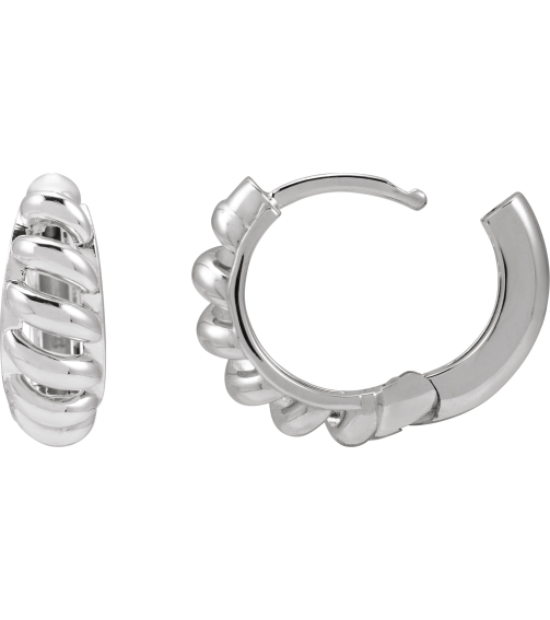 88460 Earring Platinum 12.9 Mm 5.6 Mm Pair Hinged Polished Dome Huggie Earrings