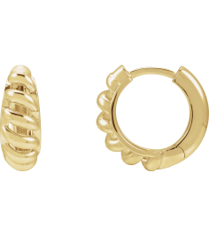88460 Earring 14K Yellow 12.9 Mm 5.6 Mm Pair Hinged Polished Dome Huggie Earrings