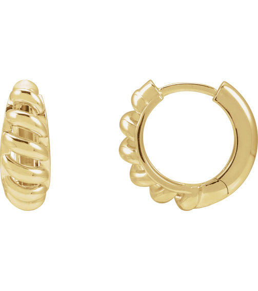 88460 Earring 14K Yellow 12.9 Mm 5.6 Mm Pair Hinged Polished Dome Huggie Earrings
