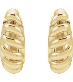 88460 Earring 14K Yellow 12.9 Mm 5.6 Mm Pair Hinged Polished Dome Huggie Earrings