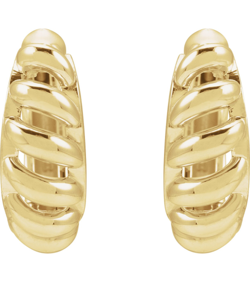 88460 Earring 14K Yellow 12.9 Mm 5.6 Mm Pair Hinged Polished Dome Huggie Earrings