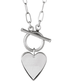 88593 Necklace 14K White Heart 15.6 X 12 Mm 18 In Polished Engravable Heart Toggle Styled Necklace