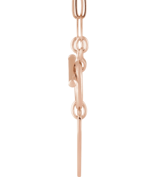 88593 Necklace 14K Rose Heart 15.6 X 12 Mm 18 In Polished Engravable Heart Toggle Styled Necklace
