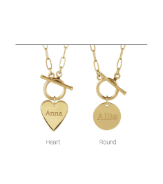 88593 Necklace 14K Rose Heart 15.6 X 12 Mm 18 In Polished Engravable Heart Toggle Styled Necklace
