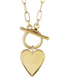 88593 Necklace 14K Yellow Heart 15.6 X 12 Mm 18 In Polished Engravable Heart Toggle Styled Necklace