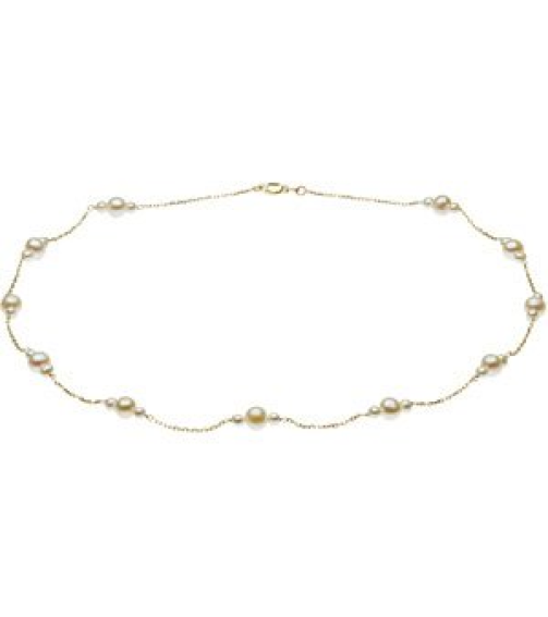 65764 Necklace Set 14K Yellow Pearl Cultured White Freshwater Pearl 5.5-6.0 Mm 17 In Polished Cultured White Freshwater Pearl Necklace