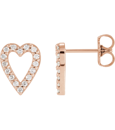 88612 Earring Set 14K Rose 10.4 Mm Natural Diamond Round 1.2Mm 15 Ctw I1, Gh Pair Friction Backs Included Polished 15 Ctw Natural Diamond Heart Earrings