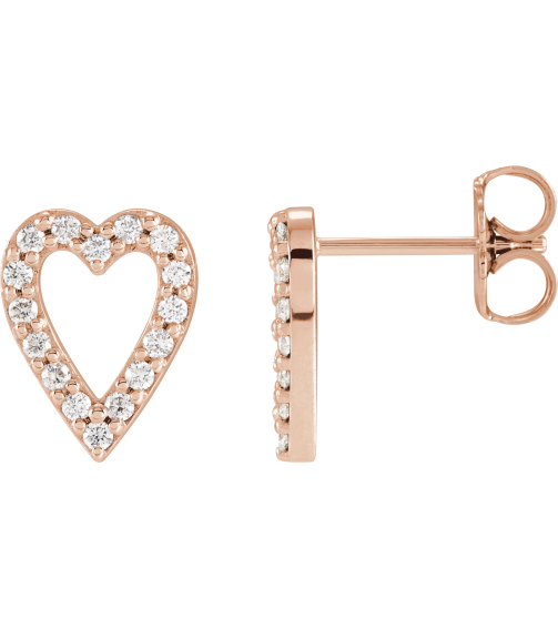 88612 Earring Set 14K Rose 10.4 Mm Natural Diamond Round 1.2Mm 15 Ctw I1, Gh Pair Friction Backs Included Polished 15 Ctw Natural Diamond Heart Earrings