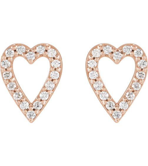 88612 Earring Set 14K Rose 10.4 Mm Natural Diamond Round 1.2Mm 15 Ctw I1, Gh Pair Friction Backs Included Polished 15 Ctw Natural Diamond Heart Earrings