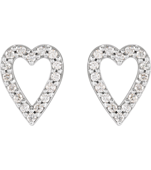 88612 Earring Set Sterling Silver 10.4 Mm Natural Diamond Round 1.2Mm 15 Ctw I1, Gh Pair Friction Backs Included Polished 15 Ctw Natural Diamond Heart Earrings