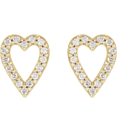 88612 Earring Set 14K Yellow 10.4 Mm Natural Diamond Round 1.2Mm 15 Ctw I1, Gh Pair Friction Backs Included Polished 15 Ctw Natural Diamond Heart Earrings