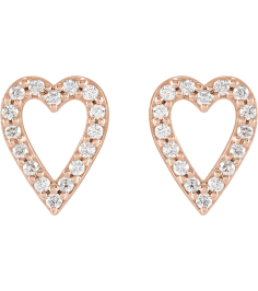 88612 Earring Set 14K Rose 12.15 Mm Natural Diamond Round 1.2Mm 14 Ctw I1, Gh Pair Friction Backs Included Polished 14 Ctw Natural Diamond Heart Earrings