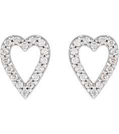 88612 Earring Set 14K White 12.15 Mm Natural Diamond Round 1.2Mm 14 Ctw I1, Gh Pair Friction Backs Included Polished 14 Ctw Natural Diamond Heart Earrings