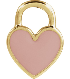 688833 Pendant 14K Yellow Pink Enamel 11.57 X 8.7 Mm Polished Pink Enamel Heart Pendant