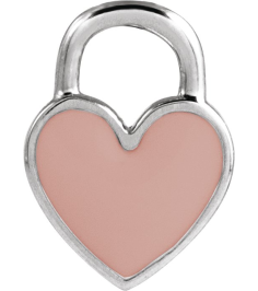 688833 Pendant 14K White Pink Enamel 11.57 X 8.7 Mm Polished Pink Enamel Heart Pendant