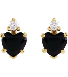88617 Earring Set Natural Black Onyx Heart 6 X 6 Mm 14K Yellow Natural Diamond Pair Friction Backs Included Polished Natural Onyx And .06 Ctw Natural Diamond 5-Claw Prong Earrings