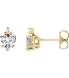 88617 Earring Set Natural White Sapphire Heart 4 X 4 Mm 14K Yellow Natural Diamond Pair Friction Backs Included Polished Natural White Sapphire And .06 Ctw Natural Diamond 5-Claw Prong Earrings