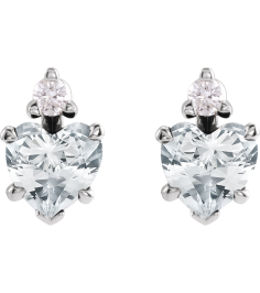 88617 Earring Set Natural White Sapphire Heart 6 X 6 Mm Platinum Natural Diamond Pair Friction Backs Included Polished Natural White Sapphire And .06 Ctw Natural Diamond 5-Claw Prong Earrings