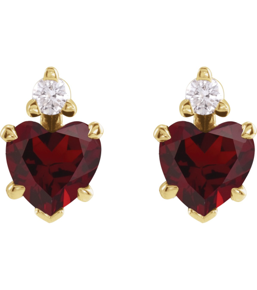 88617 Earring Set Natural Pink Tourmaline Heart 4 X 4 Mm 14K Rose Natural Diamond Pair Friction Backs Included Polished Natural Pink Tourmaline And .06 Ctw Natural Diamond 5-Claw Prong Earrings