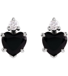 88617 Earring Set Natural Black Onyx Heart 6 X 6 Mm Platinum Natural Diamond Pair Friction Backs Included Polished Natural Onyx And .06 Ctw Natural Diamond 5-Claw Prong Earrings